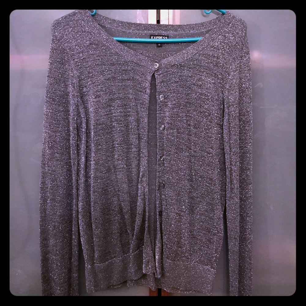 Express M sparkly grey buttoned sweater!